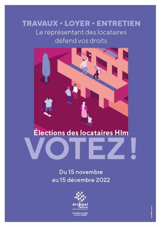 Affiche incitant à voter aux élections des représentants des locataires