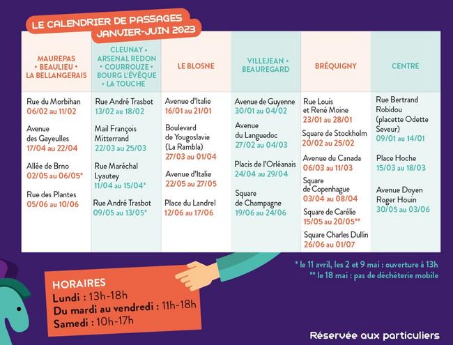 calendrier déchèterie mobile janvier à juin 2023
